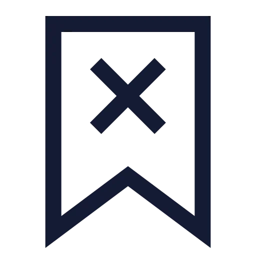 Bookmark X Icon in Stroke Sharp style
