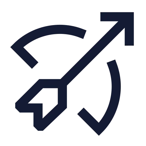 Bow Arrow Icon in Stroke Sharp style
