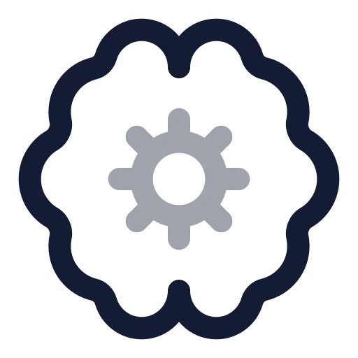 Brain Cog Icon in Twotone Rounded style