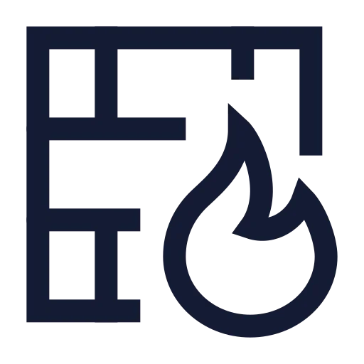 Brick Wall Fire Icon in Stroke Sharp style