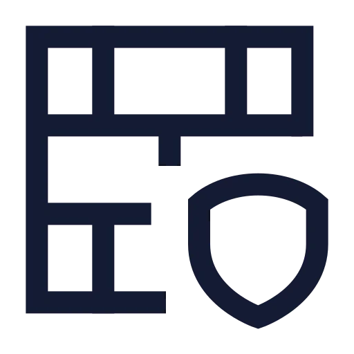 Brick Wall Shield Icon in Stroke Sharp style