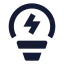 Bulbcharging icon with solid sharp style