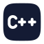 C icon with solid rounded style