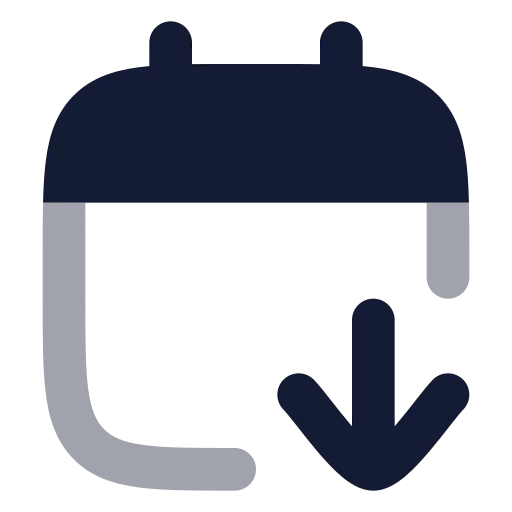 Calendar Arrow Down Icon in Bulk Rounded style