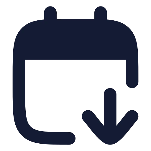 Calendar Arrow Down Icon in Solid Rounded style