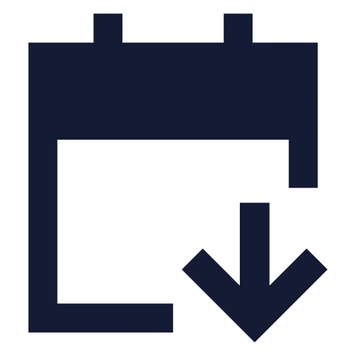 Calendar Arrow Down Icon in Solid Sharp style