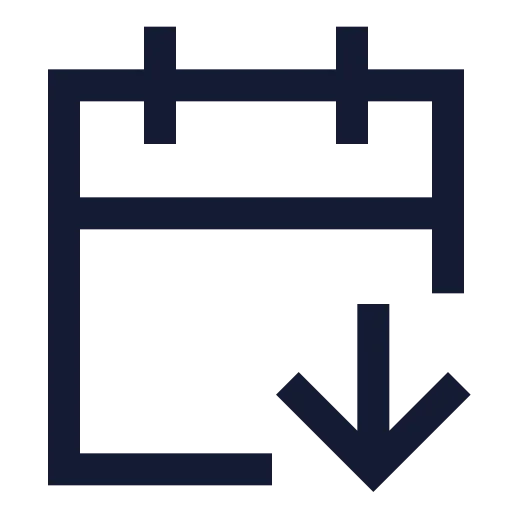 Calendar Arrow Down Icon in Stroke Sharp style