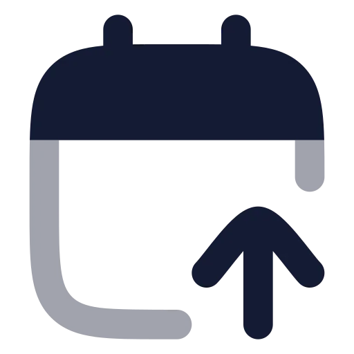 Calendar Arrow Up Icon in Bulk Rounded style