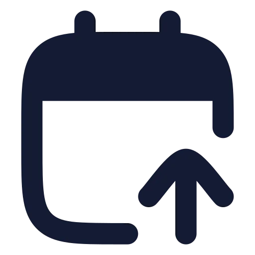 Calendar Arrow Up Icon in Solid Rounded style
