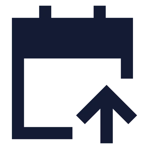Calendar Arrow Up Icon in Solid Sharp style