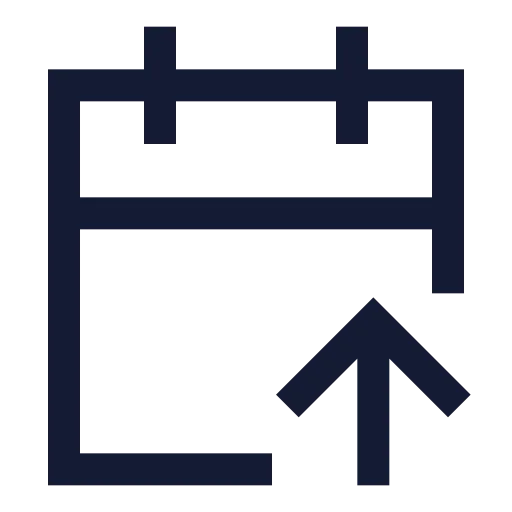 Calendar Arrow Up Icon in Stroke Sharp style