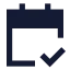 Calendarcheck icon with solid sharp style