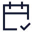Calendarcheck icon with stroke sharp style