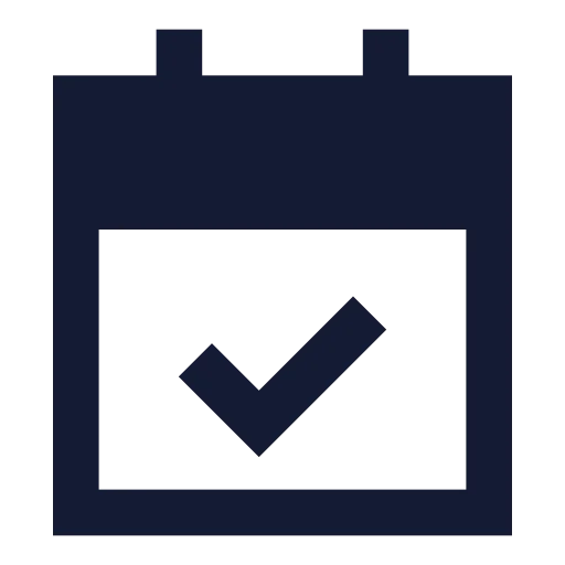 Calendar Check Icon in Solid Sharp style