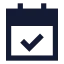 Calendarcheck icon with solid sharp style
