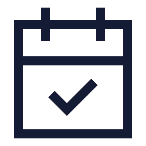 Calendar Check Icon in Stroke Sharp style