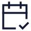 Calendarcheck 2 icon with stroke sharp style