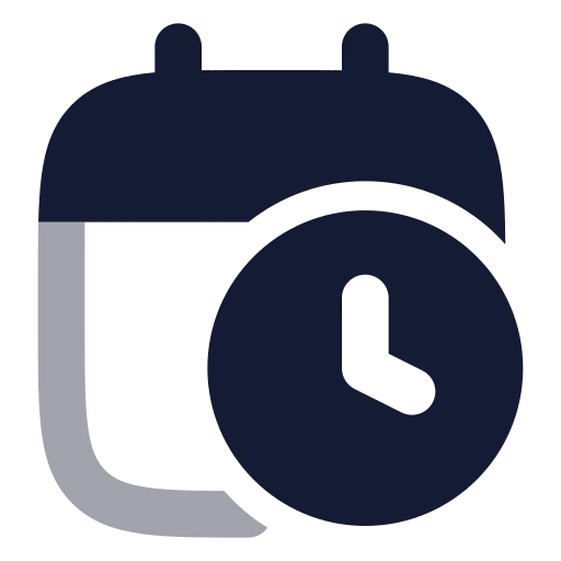 Calendar Clock Icon in Bulk Rounded style