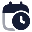 Calendarclock icon with bulk rounded style