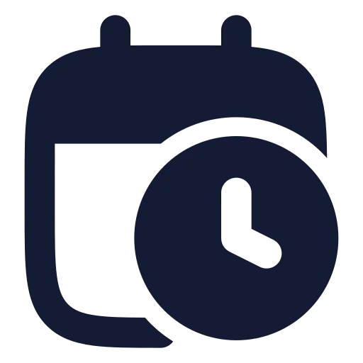 Calendar Clock Icon in Solid Rounded style