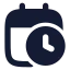 Calendarclock icon with solid rounded style