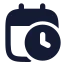 Calendarclock icon with solid rounded style