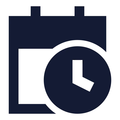 Calendar Clock Icon in Solid Sharp style
