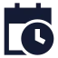 Calendarclock icon with solid sharp style