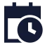 Calendarclock icon with solid sharp style