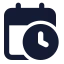 Calendarclock icon with solid standard style