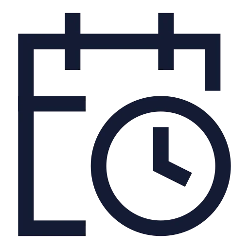 Calendar Clock Icon in Stroke Sharp style