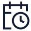 Calendarclock icon with stroke sharp style