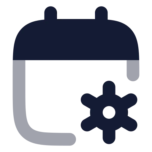Calendar Cog Icon in Bulk Rounded style
