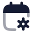 Calendarcog icon with bulk rounded style