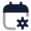 Calendarcog icon with bulk rounded style