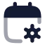 Calendarcog icon with bulk rounded style