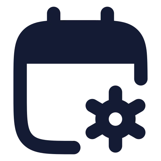 Calendar Cog Icon in Solid Rounded style