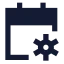 Calendarcog icon with solid sharp style
