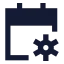 Calendarcog icon with solid sharp style