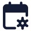 Calendarcog icon with solid standard style