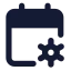 Calendarcog icon with solid standard style