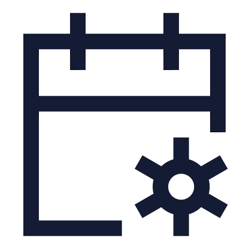 Calendar Cog Icon in Stroke Sharp style