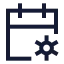 Calendarcog icon with stroke sharp style