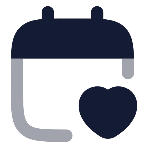 Calendar Heart Icon in Bulk Rounded style