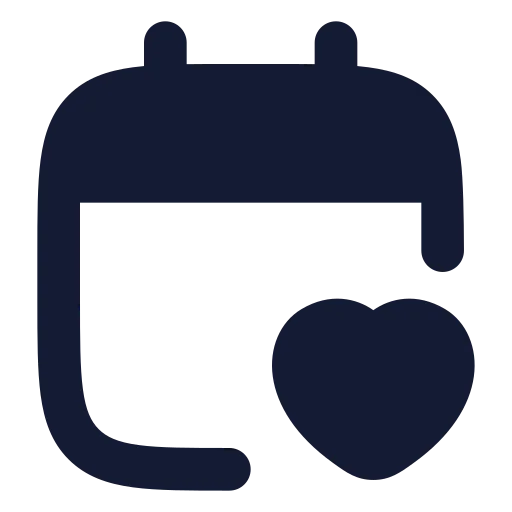 Calendar Heart Icon in Solid Rounded style