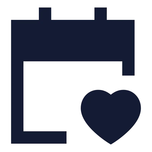 Calendar Heart Icon in Solid Sharp style