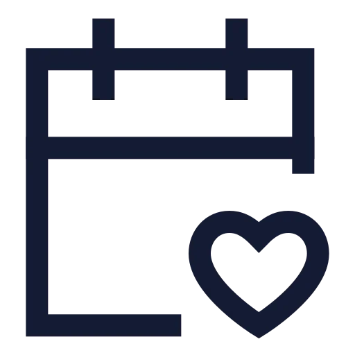 Calendar Heart Icon in Stroke Sharp style