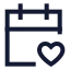 Calendarheart icon with stroke sharp style