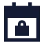Calendarlock icon with solid sharp style