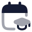Calendarmortarboard icon with bulk rounded style